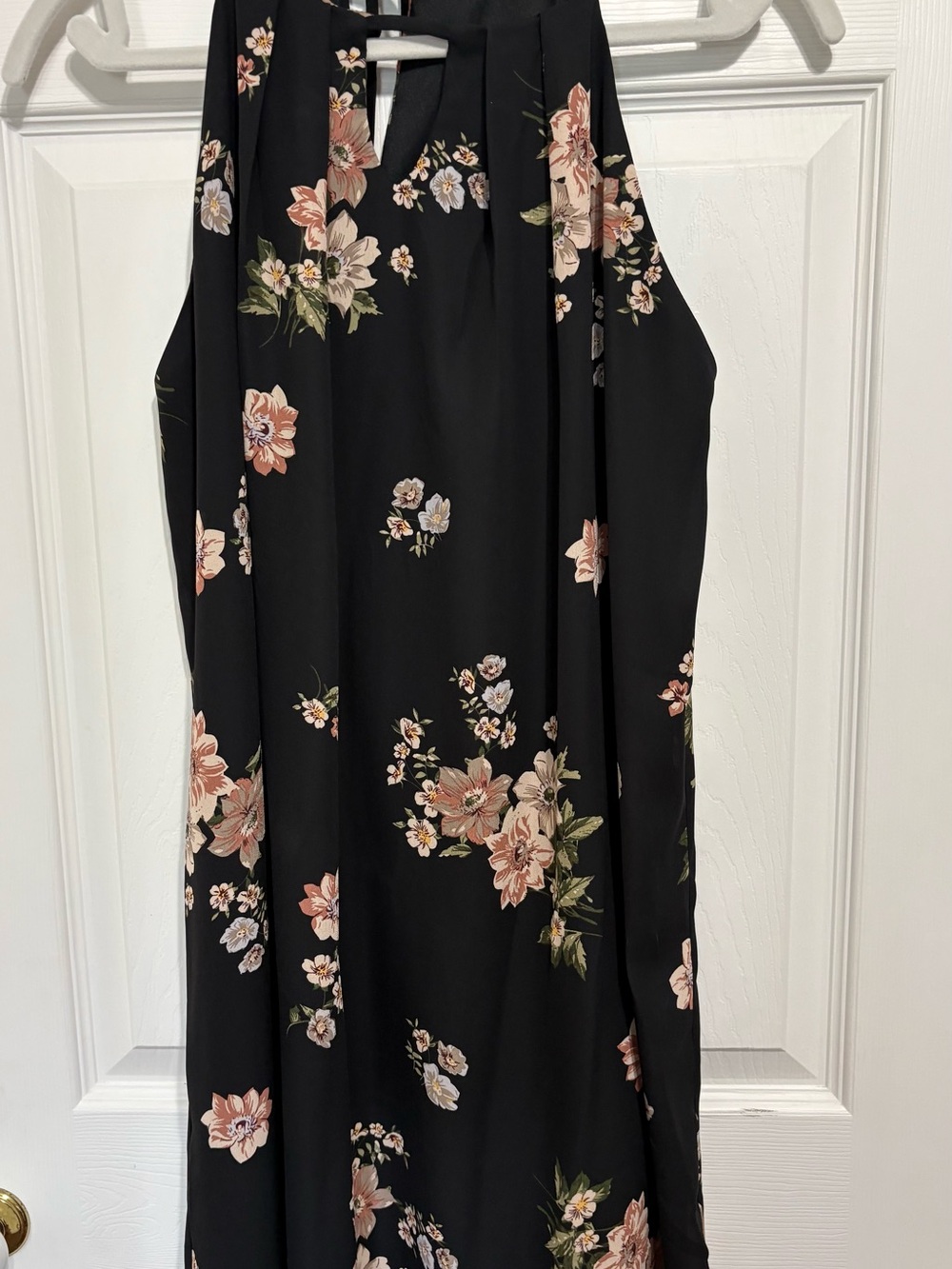 Eclipse Black Floral Halter with Blush and Cream Blooms